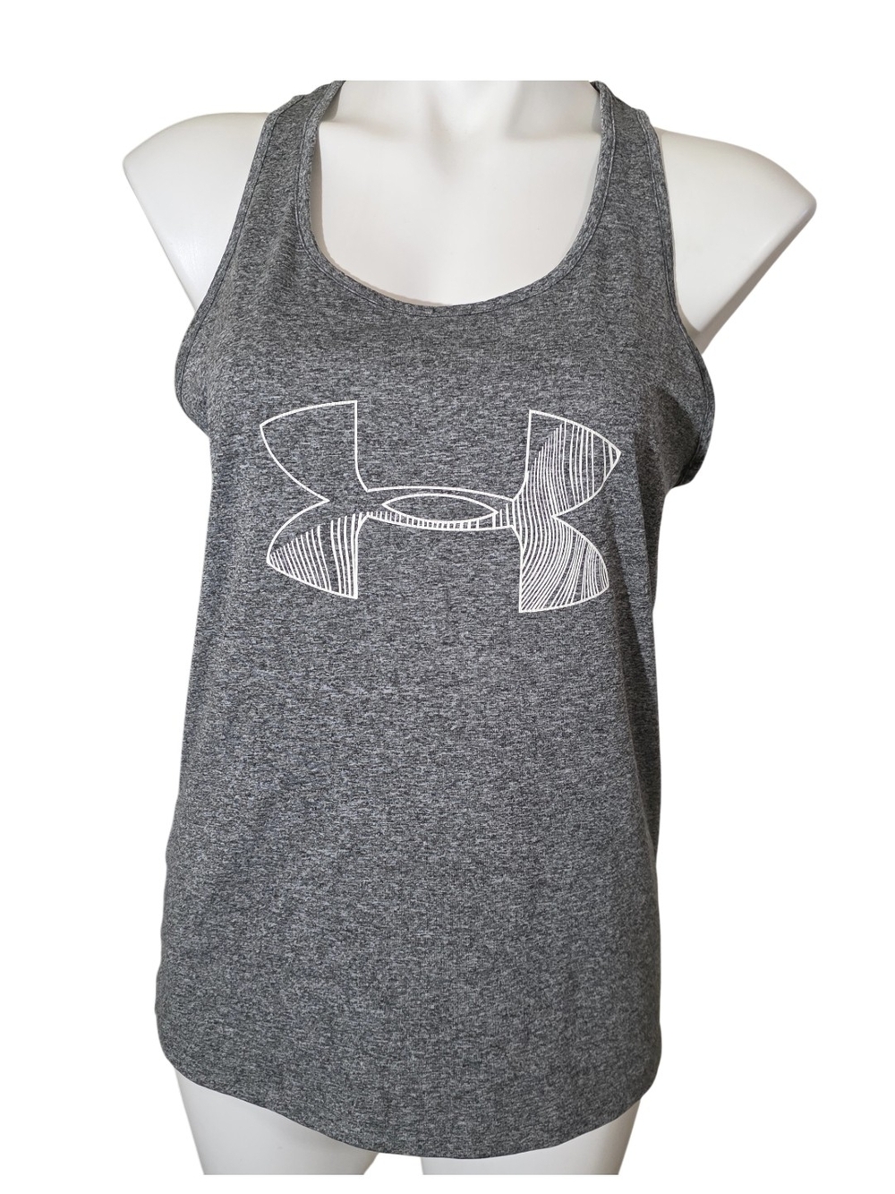 Under Armour Women's Gray Racerback Tank with White Logo